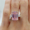 4.70 Ct Pink Moissanite Emerald Cut Ring – Wedding Gift for Her 18K Gold Plated Ver 18K Gold Plated