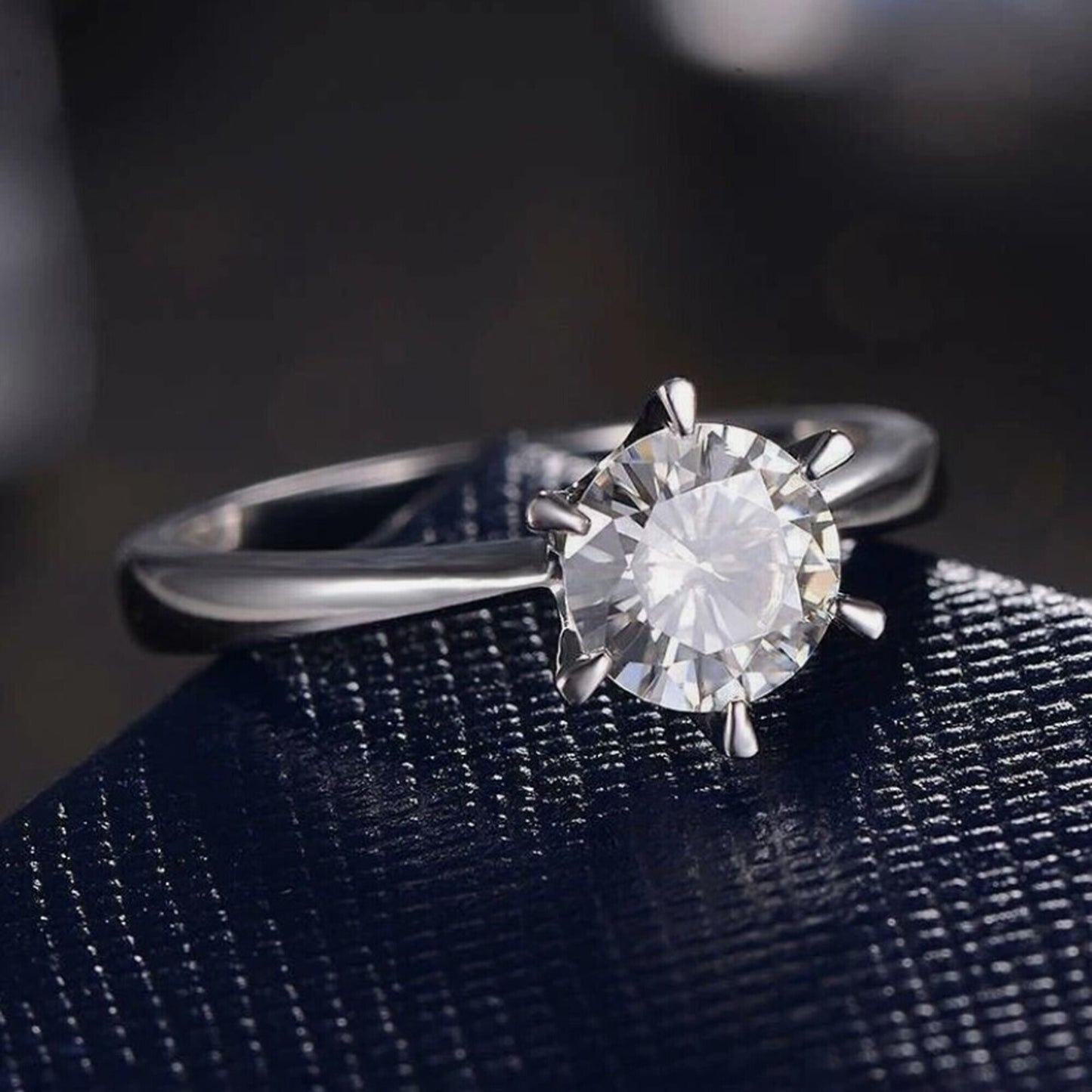 2.20 Ct White Moissanite Engagement Certified Ring – Anniversary Gift 18K Gold Plat 18K Gold Plated