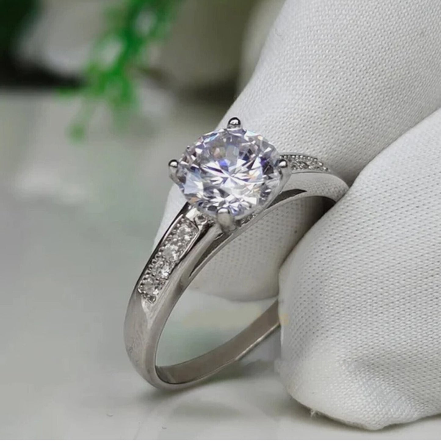 2.25 Ct White Moissanite Certified Ring – Engagement Gift for Her 18K Gold Plated V 18K Gold Plated