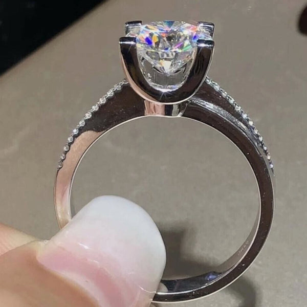 2.90 Ct Cushion Cut White Moissanite Ring – Birthday Gift for Her 18K Gold Plated V 18K Gold Plated