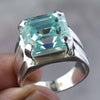 6.30 Ct Certified Blue Moissanite Asscher Cut Ring – Christmas Gift in 18K Gold Pla 18K Gold Plated