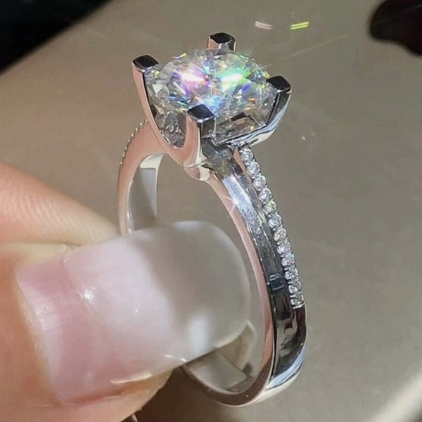 2.90 Ct Cushion Cut White Moissanite Ring – Birthday Gift for Her 18K Gold Plated V 18K Gold Plated