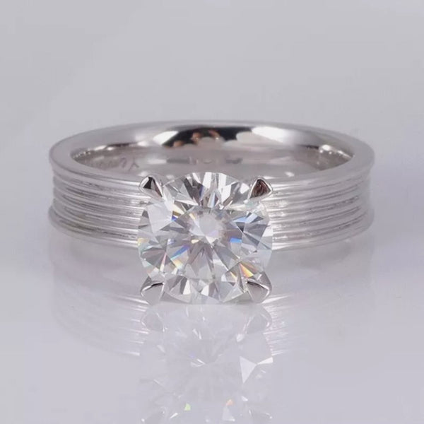 2.80 Ct Certified Round White Moissanite Ring – Gift for Anniversary 18K Gold Plate 18K Gold Plated