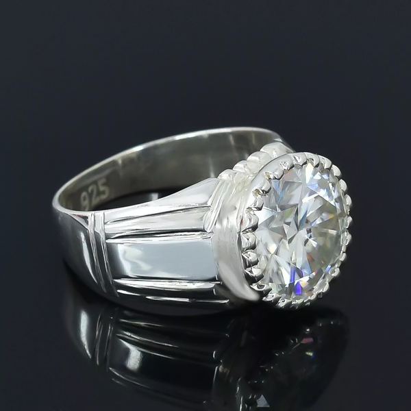 6.35 Ct Off White Round Moissanite Ring – Shine Gift for Women 18K Gold Plated Verm 18K Gold Plated