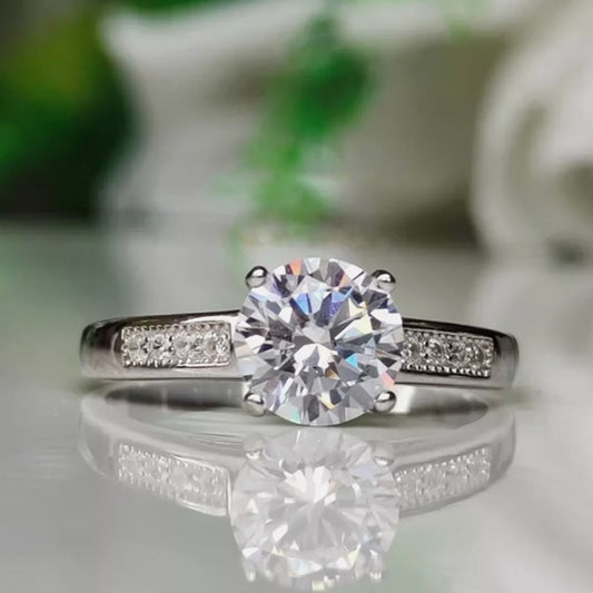 2.25 Ct White Moissanite Certified Ring – Engagement Gift for Her 18K Gold Plated V 18K Gold Plated