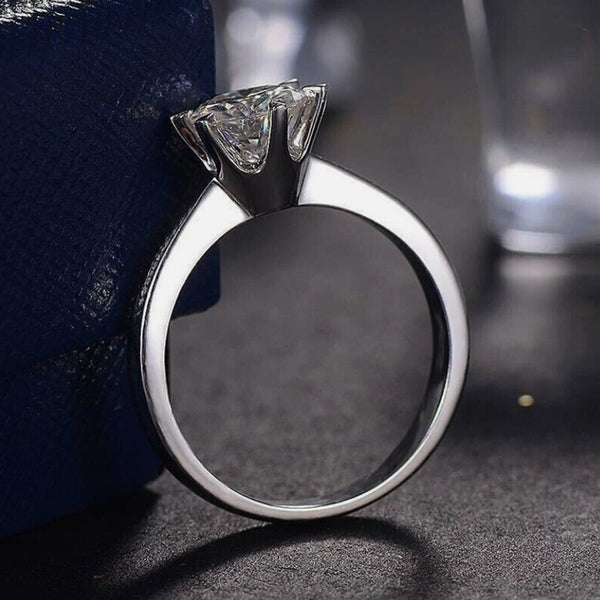 2.20 Ct White Moissanite Engagement Certified Ring – Anniversary Gift 18K Gold Plat 18K Gold Plated