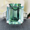 6.30 Ct Certified Blue Moissanite Asscher Cut Ring – Christmas Gift in 18K Gold Pla 18K Gold Plated