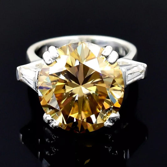 6.70 Ct Champagne Moissanite Ring in – Unique Wedding Gift Idea 18K Gold Plated Ver 18K Gold Plated