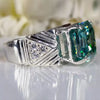 11.55 Ct Certified Blue Moissanite Asscher Cut Ring – Rare Christmas Gift in Silver 18K Gold Plated