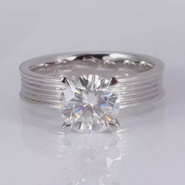 2.80 Ct Certified Round White Moissanite Ring – Gift for Anniversary 18K Gold Plate 18K Gold Plated