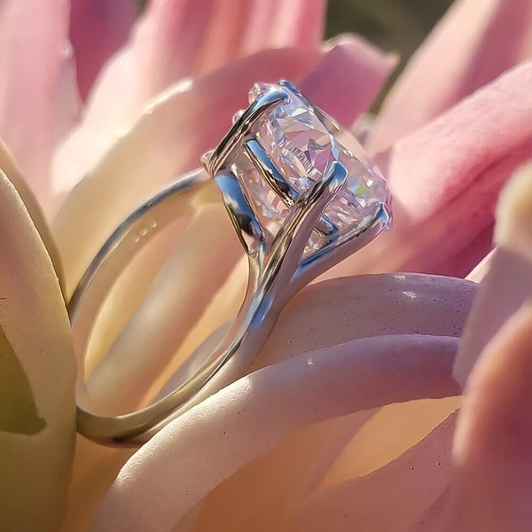 5.85 Ct Cushion Cut Moissanite Ring Gift for Her Anniversary Sparkle 18K Gold Plate 18K Gold Plated