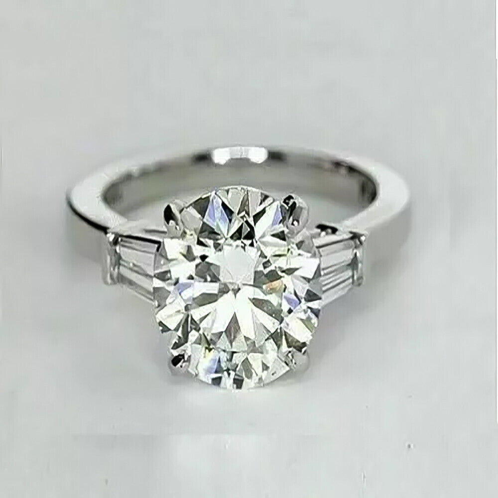 3.50 Ct Round Moissanite Solitaire Ring Bridal Wedding Gift for Women 18K Gold Plat 18K Gold Plated