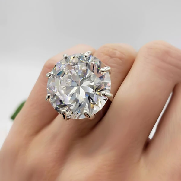 25.70 Ct Bold Moissanite Statement Ring Rare Luxury Gift for Her 18K Gold Plated Ve 18K Gold Plated