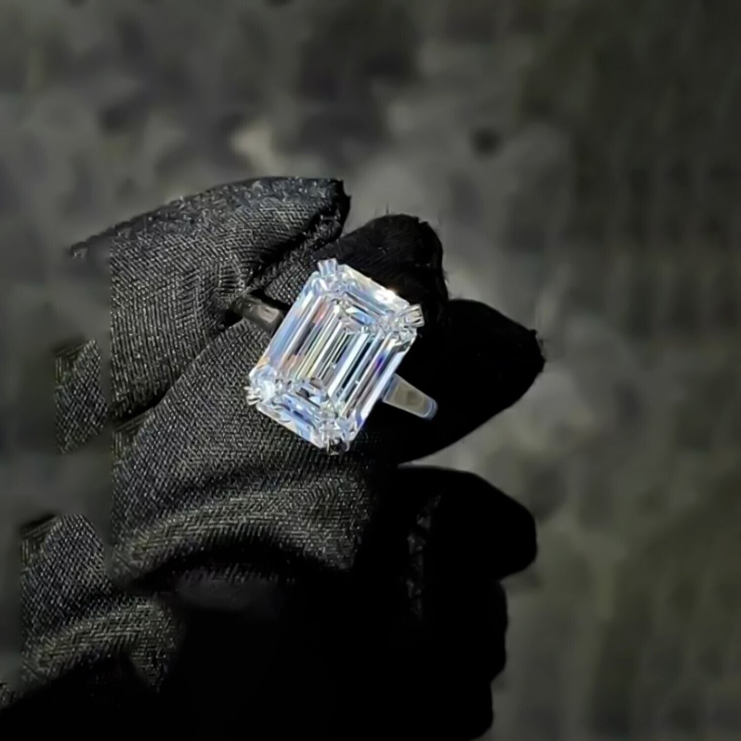 7.10 Ct Emerald Cut Moissanite Ring Wedding Gift for Her July Special 18K Gold Plat 18K Gold Plated
