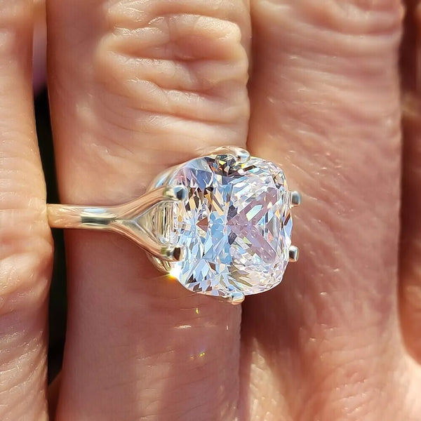 5.85 Ct Cushion Cut Moissanite Ring Gift for Her Anniversary Sparkle 18K Gold Plate 18K Gold Plated
