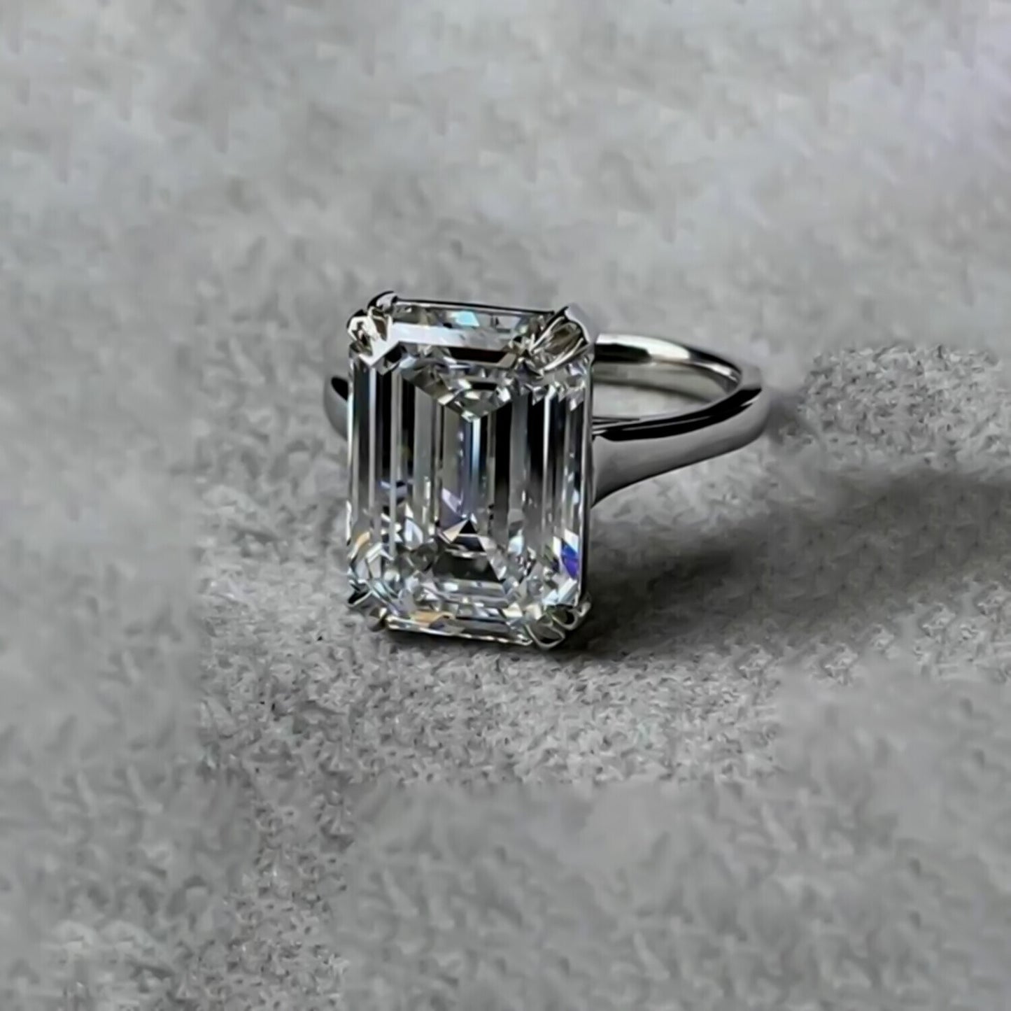 7.10 Ct Emerald Cut Moissanite Ring Wedding Gift for Her July Special 18K Gold Plat 18K Gold Plated