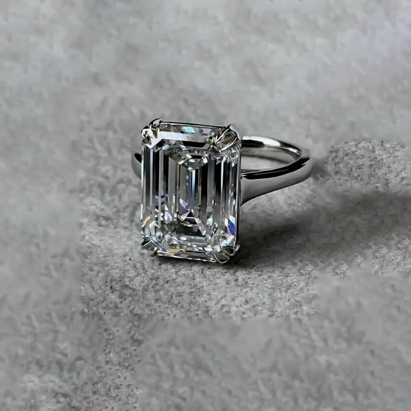 7.10 Ct Emerald Cut Moissanite Ring Wedding Gift for Her July Special 18K Gold Plat 18K Gold Plated