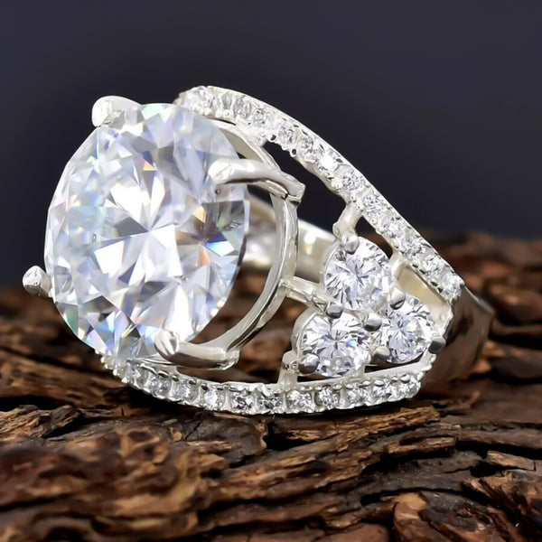 12.00 Ct Statement Moissanite Ring Anniversary Gift Elegant for Women 18K Gold Plat 18K Gold Plated