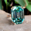 24.80 Ct Emerald Cut Blue Moissanite Ring Grand Gift for Anniversary 18K Gold Plate 18K Gold Plated