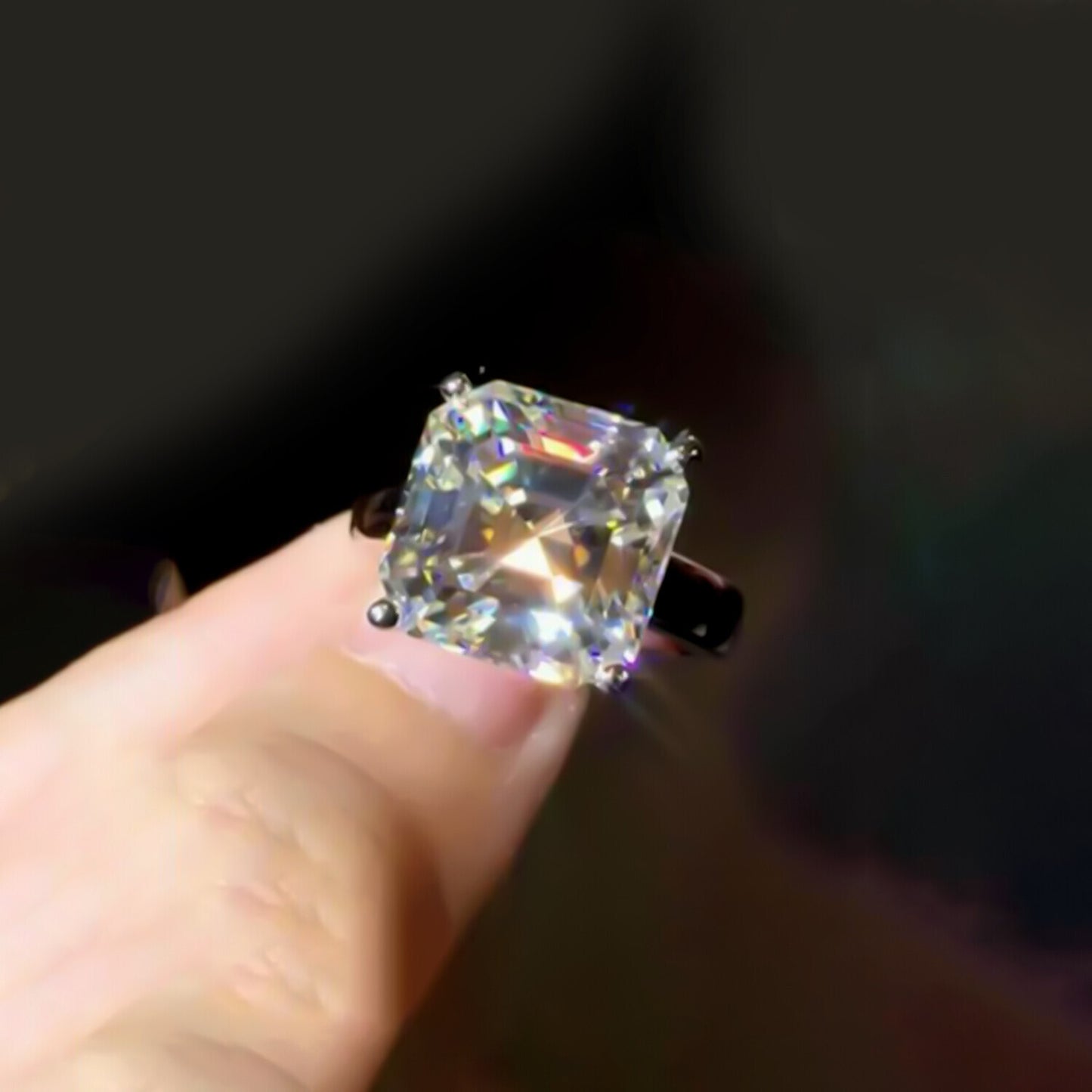 6.10 Ct Solitaire Moissanite Ring Engagement Gift Sparkle for Women 18K Gold Plated