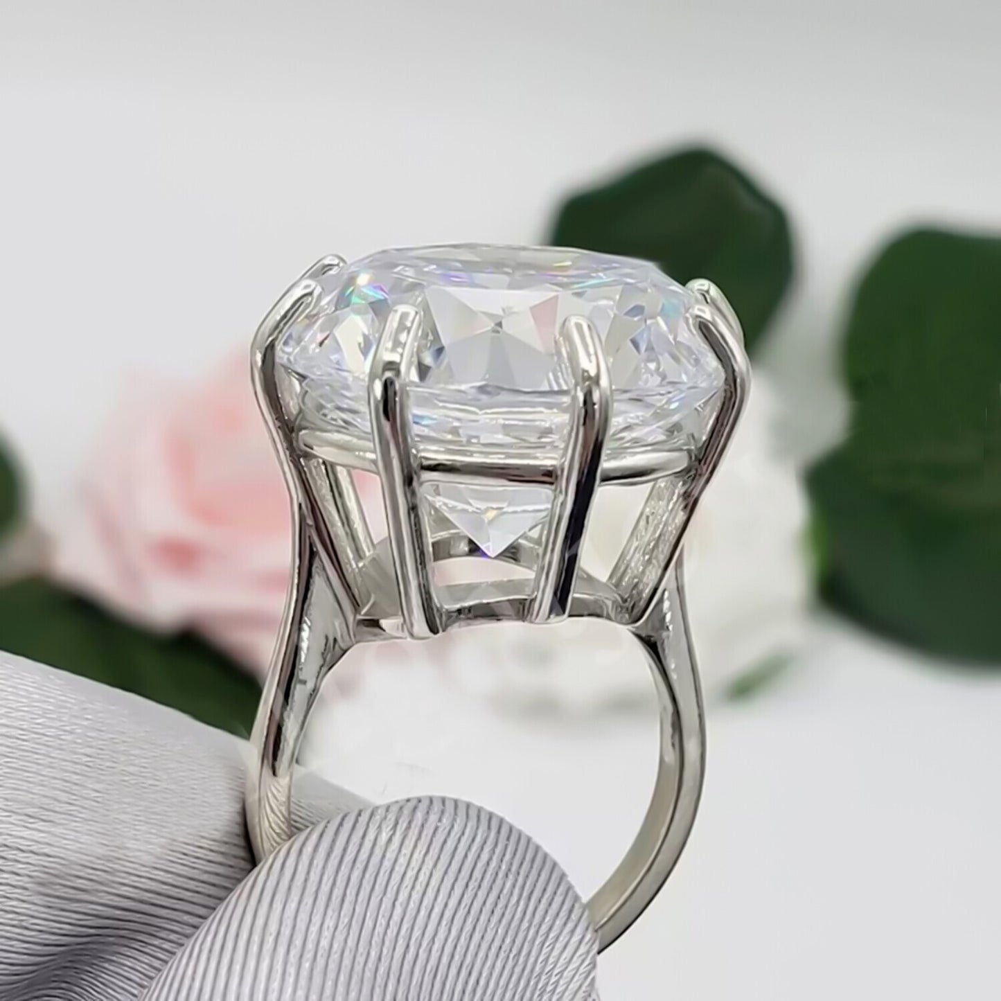 27.30 Ct Unique Moissanite Ring in Big & Bold Gift for Special Day 18K Gold Plated 18K Gold Plated