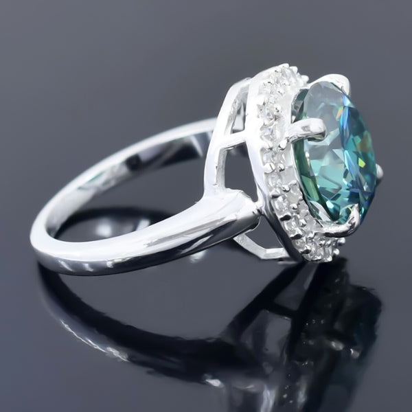 4.40 Ct Blue Moissanite Ring July Birthday Gift for Her Sparkling Look 18K Gold Pla 18K Gold Plated