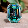 24.80 Ct Emerald Cut Blue Moissanite Ring Grand Gift for Anniversary 18K Gold Plate 18K Gold Plated
