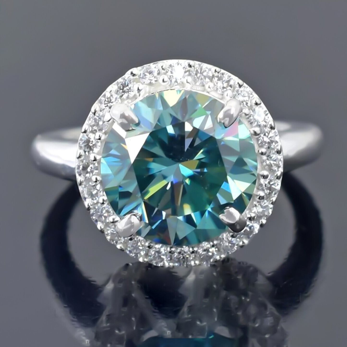4.40 Ct Blue Moissanite Ring July Birthday Gift for Her Sparkling Look 18K Gold Pla 18K Gold Plated