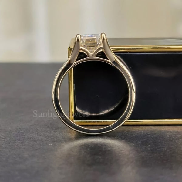 3.08 Ct Emerald Cut Moissanite Ring Gift for Her Wedding or Birthday 18K Gold Plate 18K Gold Plated