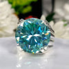 11.75 Ct Round Blue Moissanite Ring Grand Statement Gift for Her 18K Gold Plated Ve 18K Gold Plated