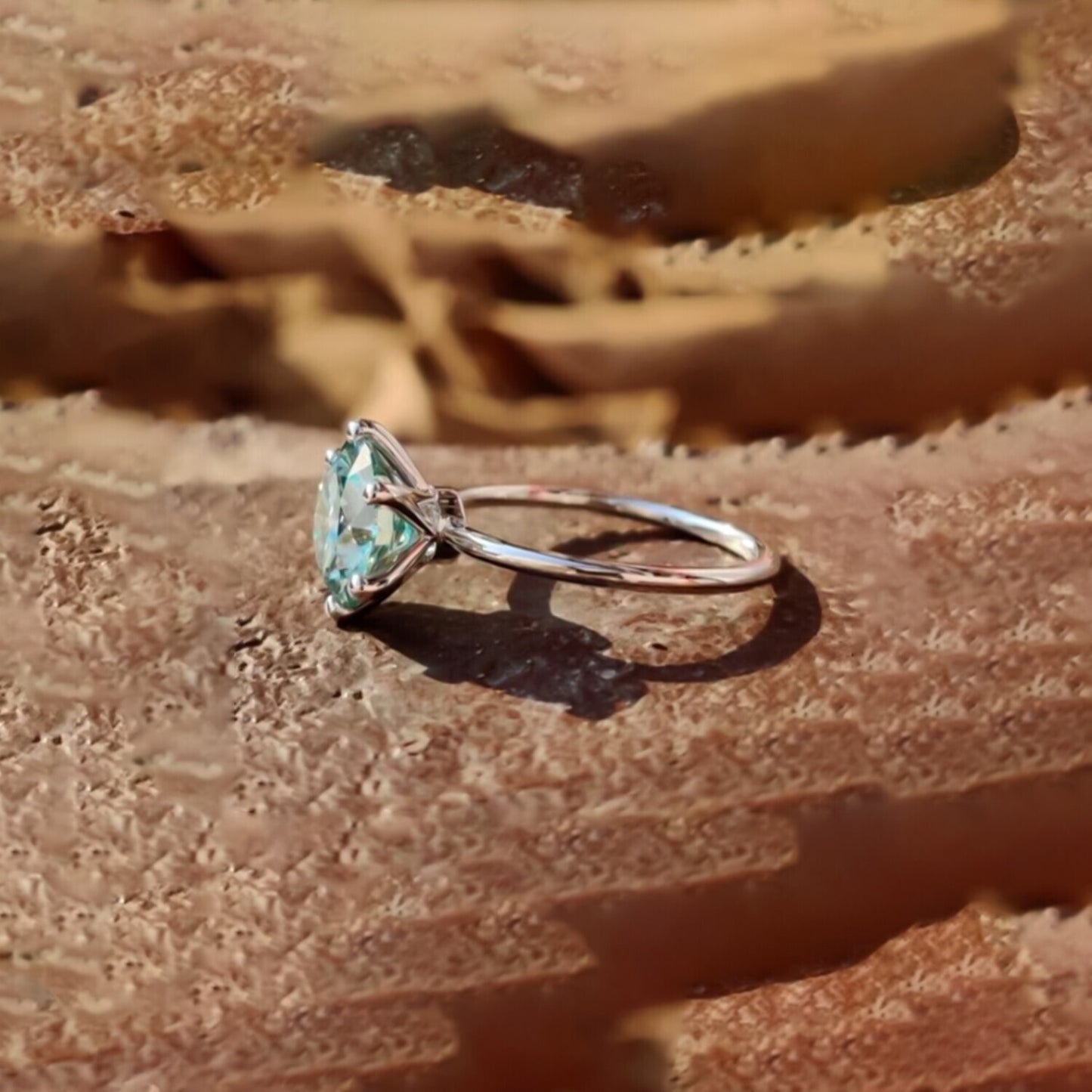 5.60 Ct Blue Moissanite Solitaire Ring Sparkling Gift for Anniversary 18K Gold Plat 18K Gold Plated