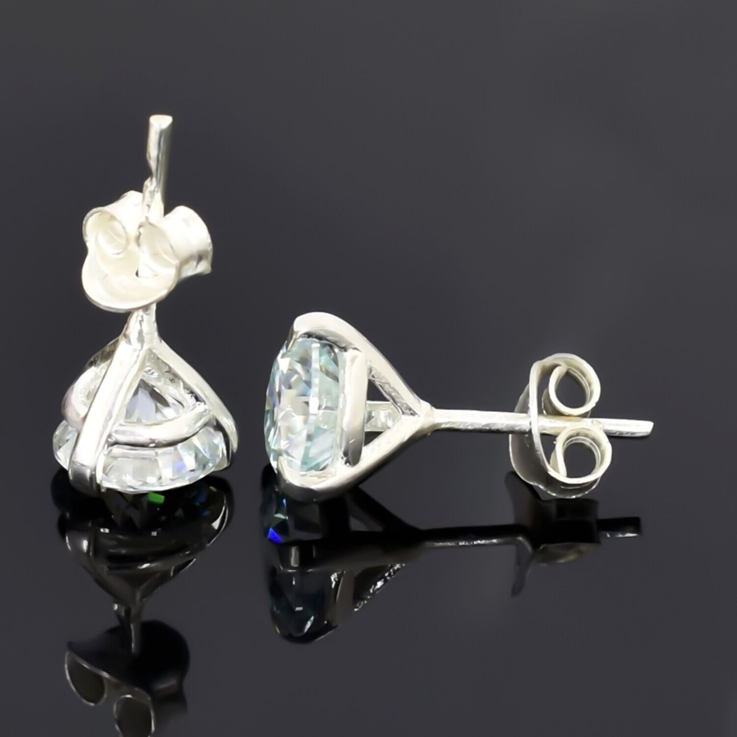3 Ct Certified Treated Off-White Moissanite Solitaire Studs Great Shine 18K Gold Plated