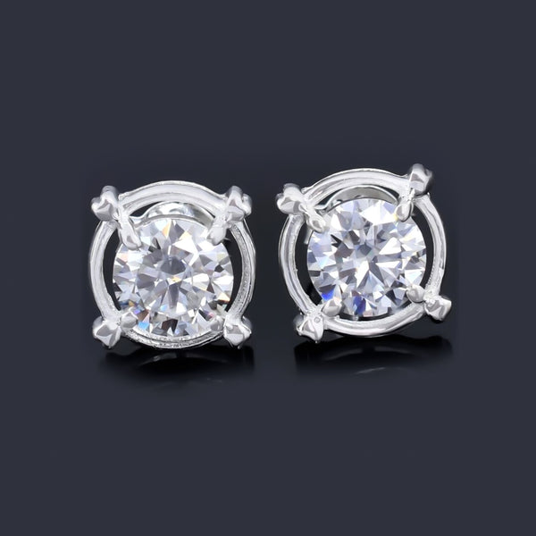 2 Ct Certified Treated White Moissanite Solitaire Studs Great Shine 18K Gold Plated