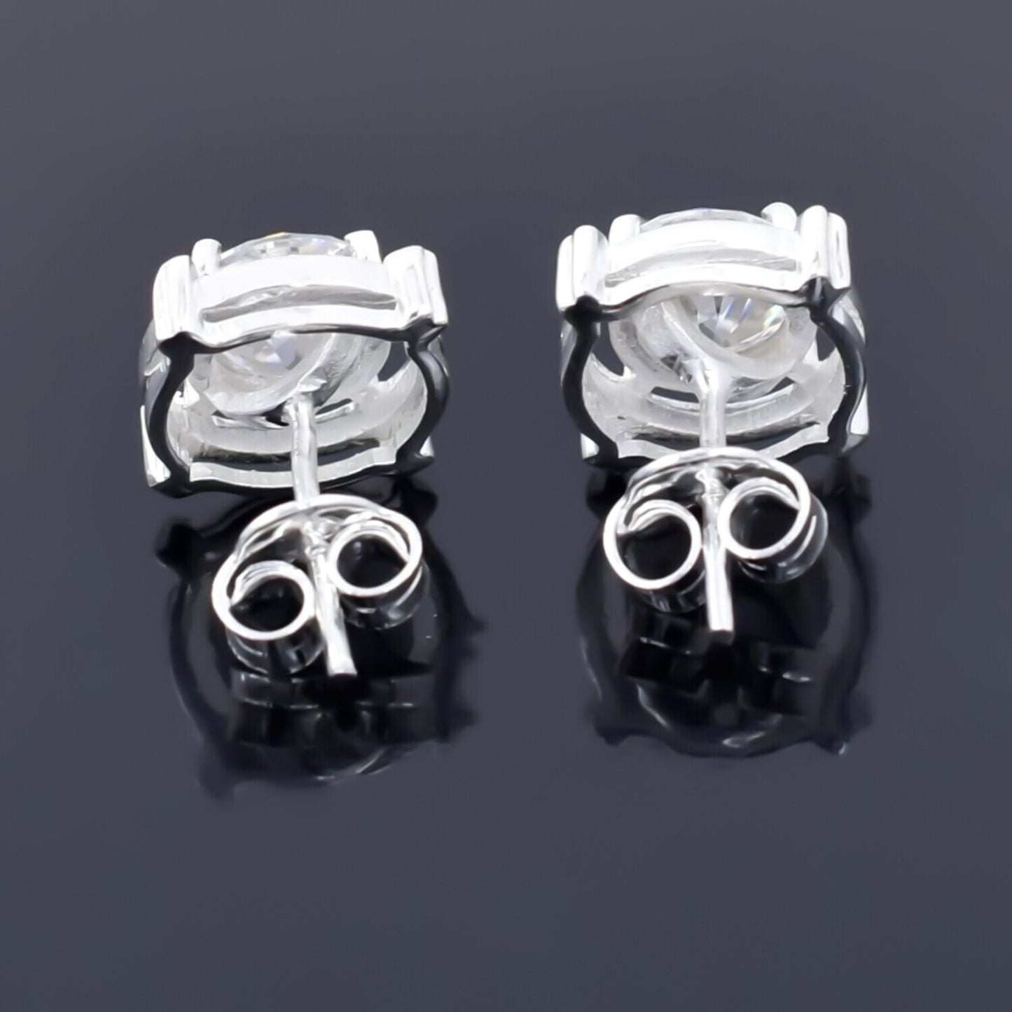 2 Ct Certified Treated White Moissanite Solitaire Studs Great Shine 18K Gold Plated