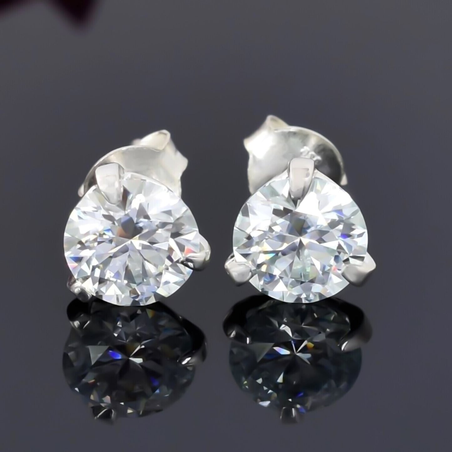 3 Ct Certified Treated Off-White Moissanite Solitaire Studs Great Shine 18K Gold Plated