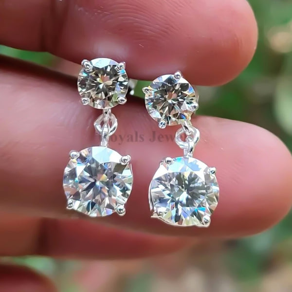 6.20 Ct White Moissanite Stud Earrings Gold Vermeil Shine Gift for Anniversary - GEMHUB & CO.