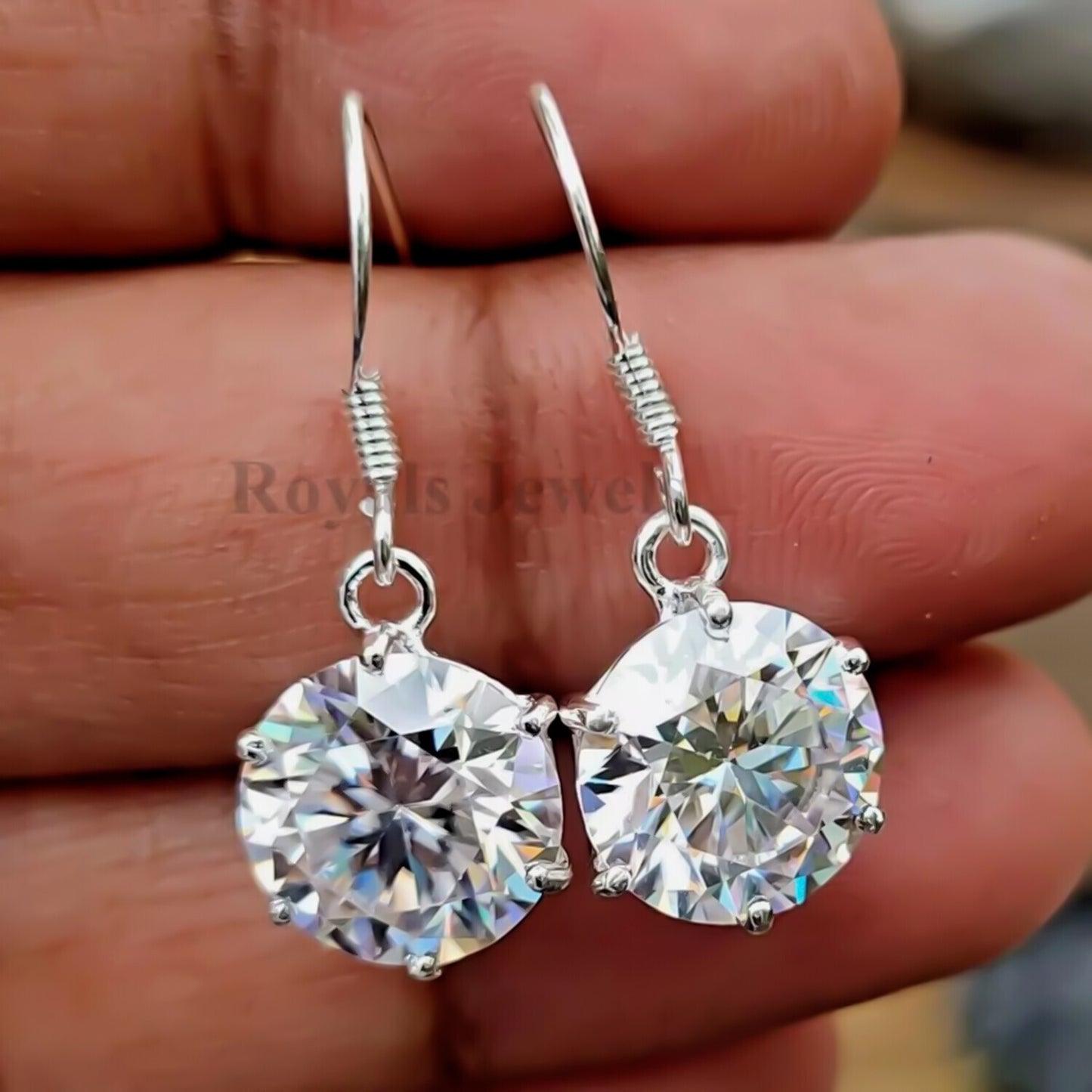 7.00 Ct White Moissanite Earrings Gold Vermeil Festival Gift Sparkling Look - GEMHUB & CO.