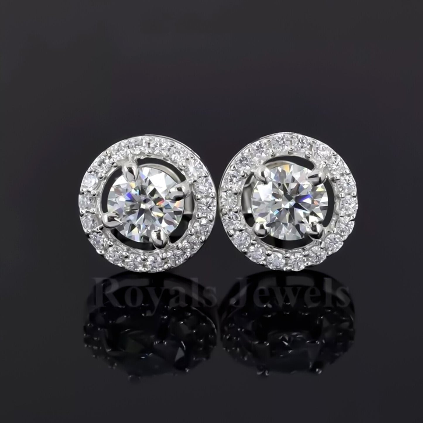 3.60 Ct Gorgeous Certified White Moissanite Solitaire Studs In 18K Gold Plated Verm 18K Gold Plated