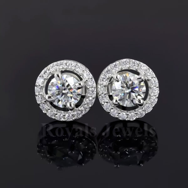 3.60 Ct Gorgeous Certified White Moissanite Solitaire Studs In 18K Gold Plated Verm 18K Gold Plated