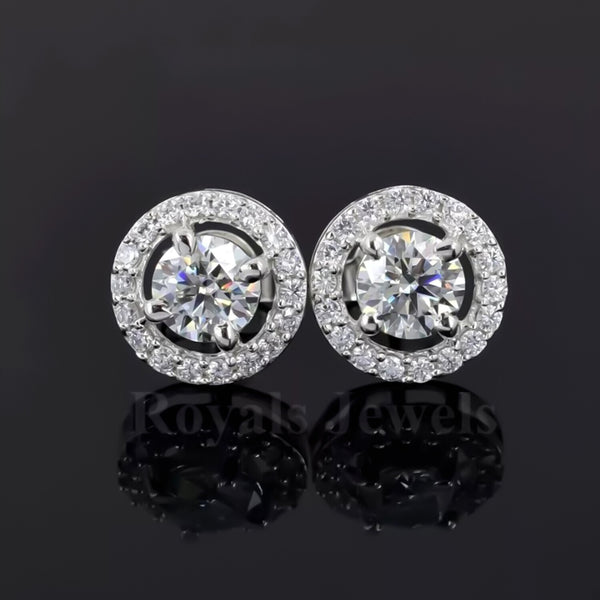 3.60 Ct Gorgeous Certified White Moissanite Solitaire Studs In 18K Gold Plated Verm 18K Gold Plated