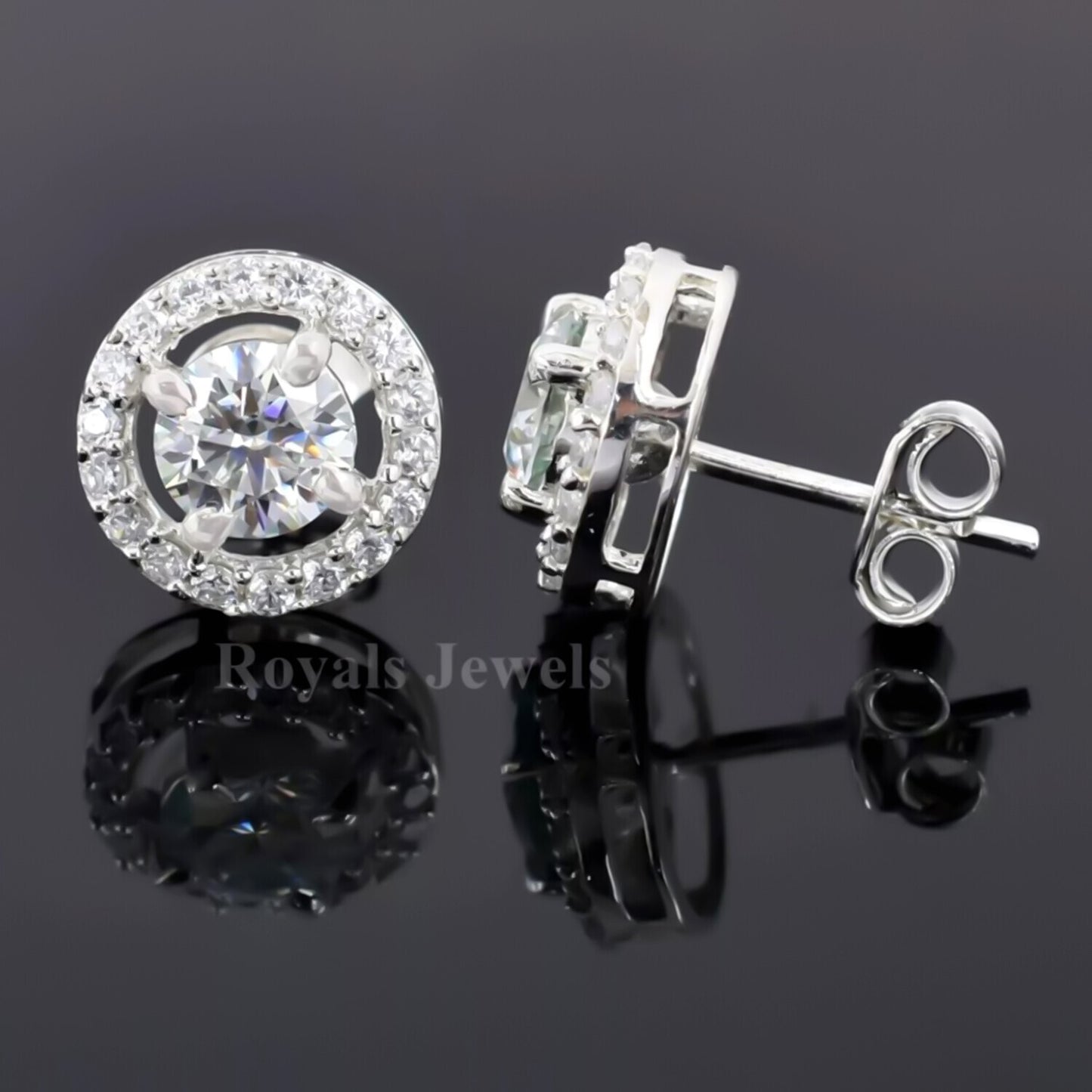 3.60 Ct Gorgeous Certified White Moissanite Solitaire Studs In 18K Gold Plated Verm 18K Gold Plated
