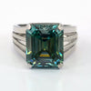 40.00 Ct Blue Moissanite Men’s Ring Huge Gift for 4th of July Event 18K Gold Plated