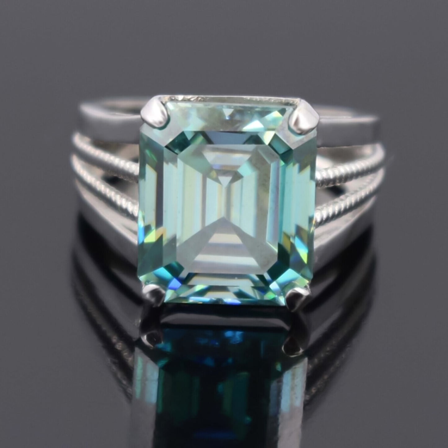 40.00 Ct Blue Moissanite Men’s Ring Huge Gift for 4th of July Event 18K Gold Plated