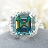 8.10 Ct Asscher Cut Blue Moissanite Ring Unique Gift for Her 18K Gold Plated Vermei 18K Gold Plated