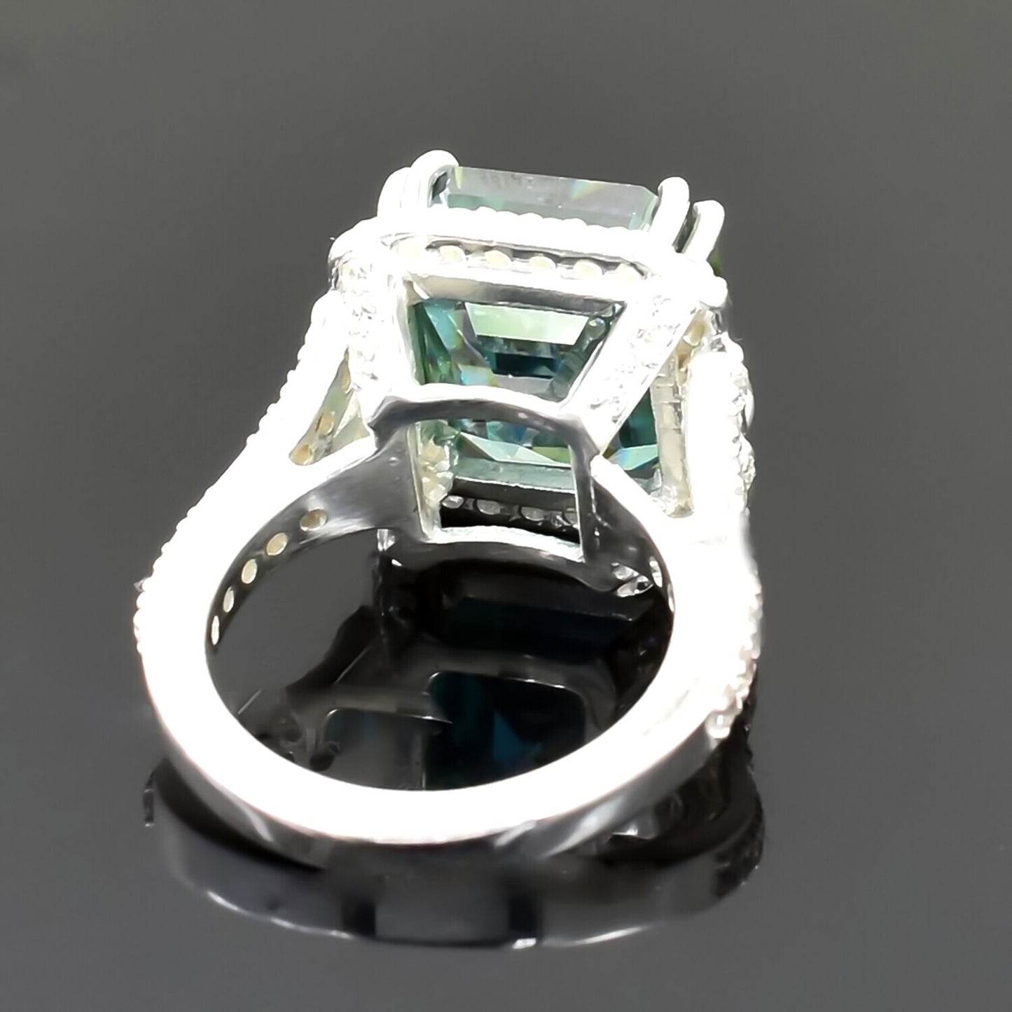 8.10 Ct Asscher Cut Blue Moissanite Ring Unique Gift for Her 18K Gold Plated Vermei 18K Gold Plated