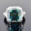 8.10 Ct Asscher Cut Blue Moissanite Ring Unique Gift for Her 18K Gold Plated Vermei 18K Gold Plated