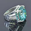 15.40 Ct Round Blue Moissanite Ring Festival Gift for Wife or Mom 18K Gold Plated V 18K Gold Plated