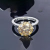 6.50 Ct Champagne Moissanite Ring Prong Set Gift for Birthday 18K Gold Plated Verme 18K Gold Plated