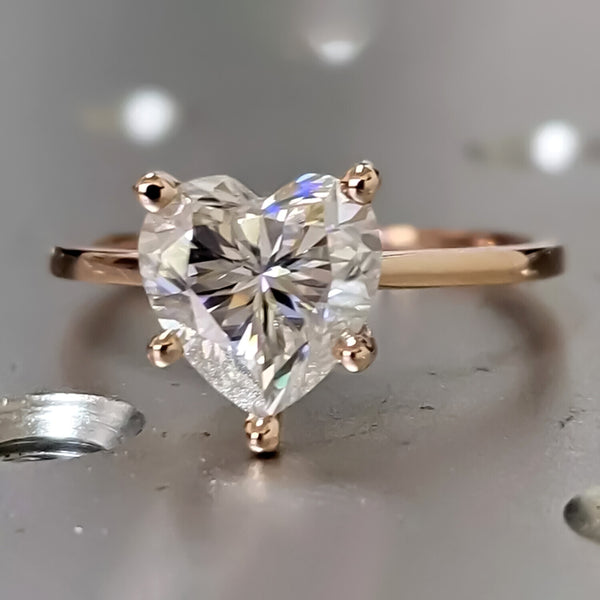 4.00 Ct Heart Cut White Moissanite Ring Romantic Gift for Her 18K Gold Plated Verme 18K Gold Plated