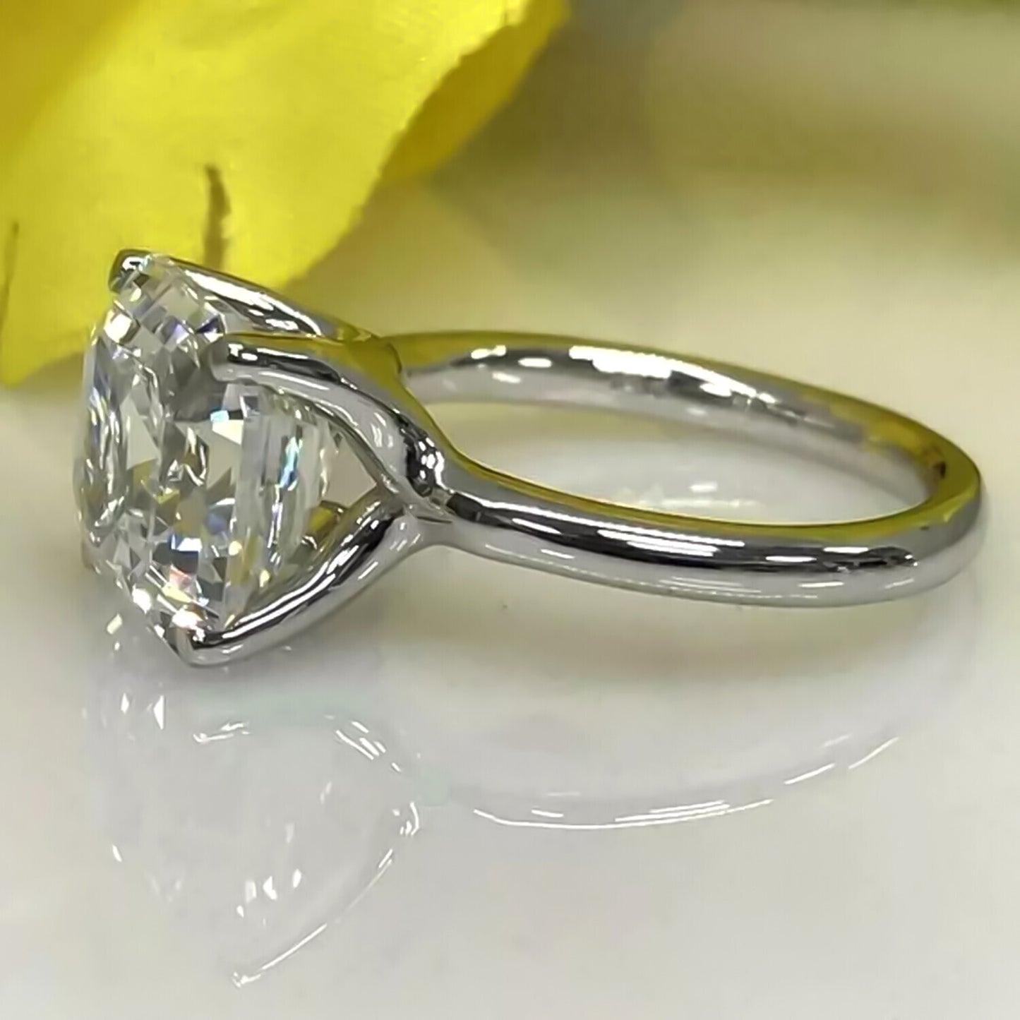 2.70 Ct White Moissanite Asscher Ring Engagement Gift for Bride 18K Gold Plated Ver 18K Gold Plated